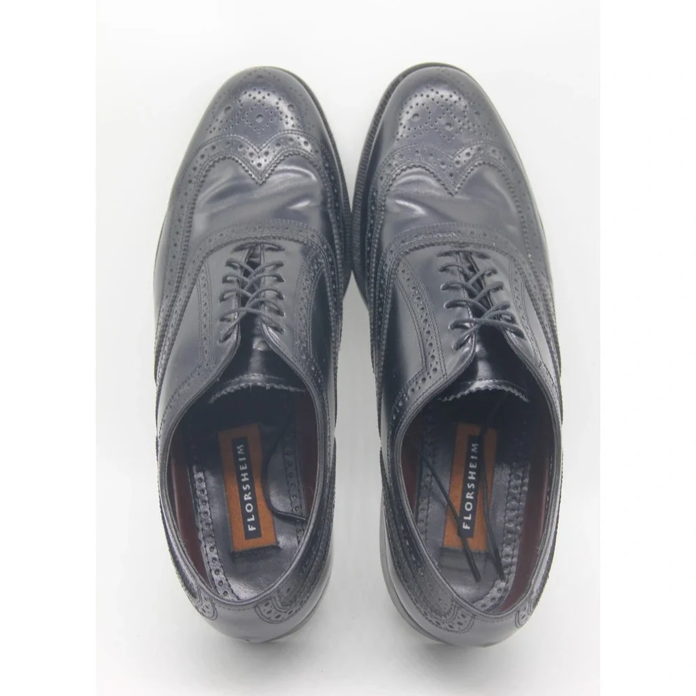 Florsheim Royal Imperial Men's Wing Tip Black Leather Shoes Size 10 D 20381